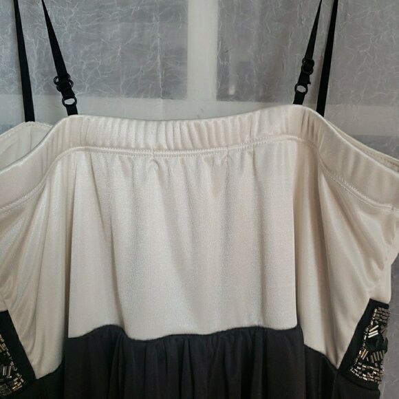 Y2K Women’s Black White Mini Dress Coquette 90's Party Glam Ballet Core Size M - Picture 5 of 9